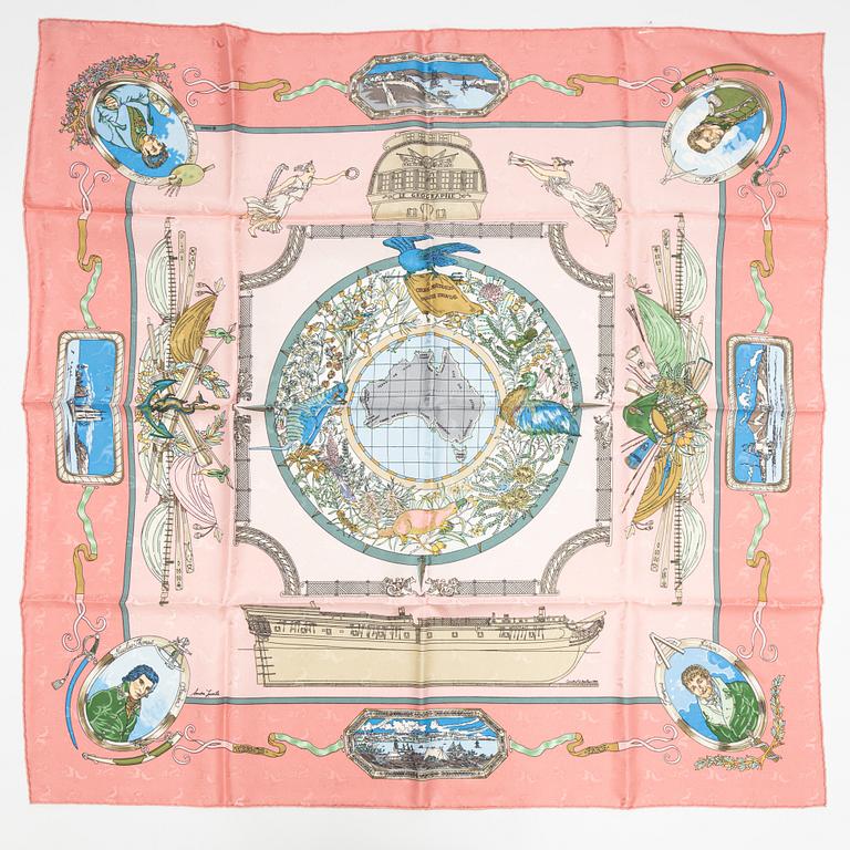 Hermès, a 'Le Geographe' silk scarf.