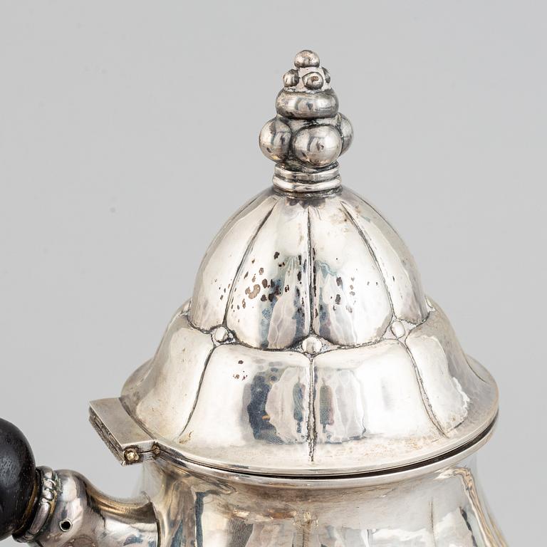 A three piece silver coffee set, mark of Carl M. Cohr, Frederica, Denmark 1927.