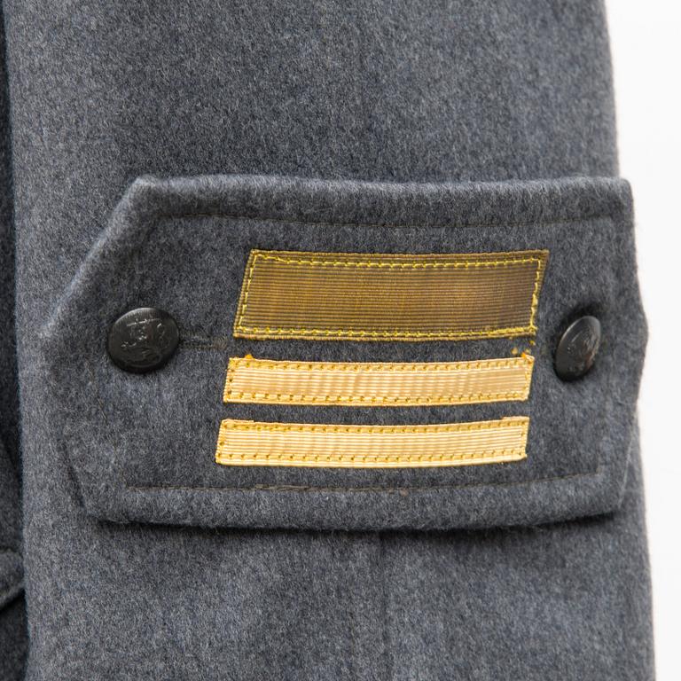 Five Finnish uniform overcoats, second half of 20th Century.