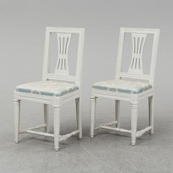 A pair of Gustavian chairs, late 18th century.