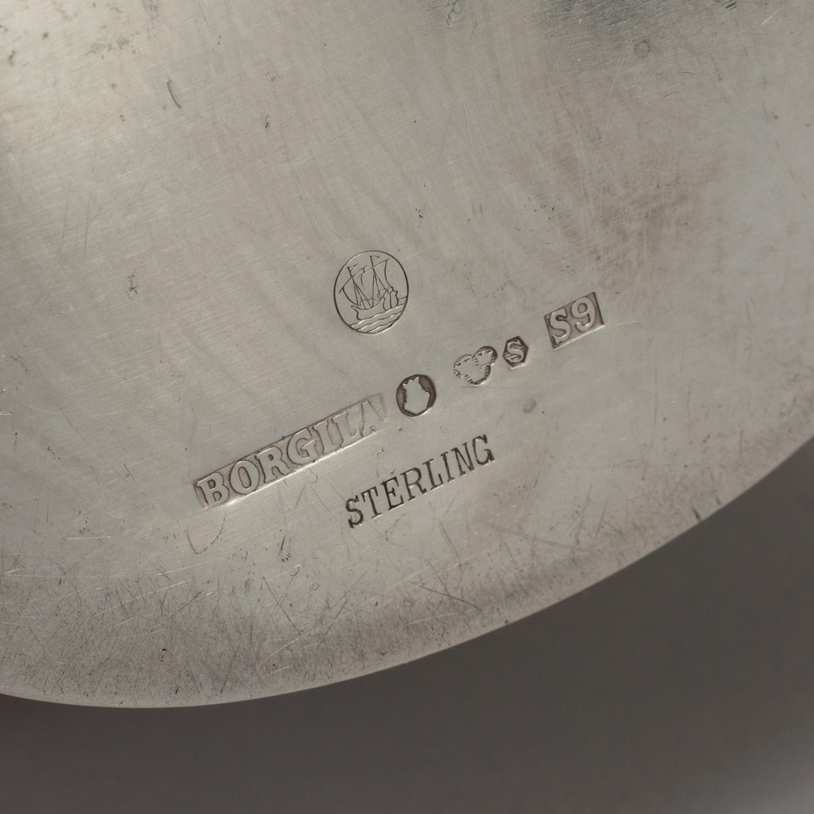 ATELIER BORGILA, burk med lock, silver 925/1000 och agat, Stockholm 1968.