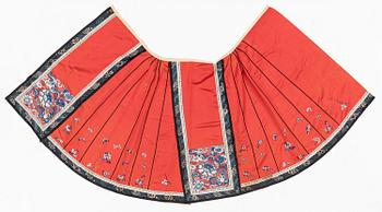 Two embroidered silk skirts, late Qing dynasty.