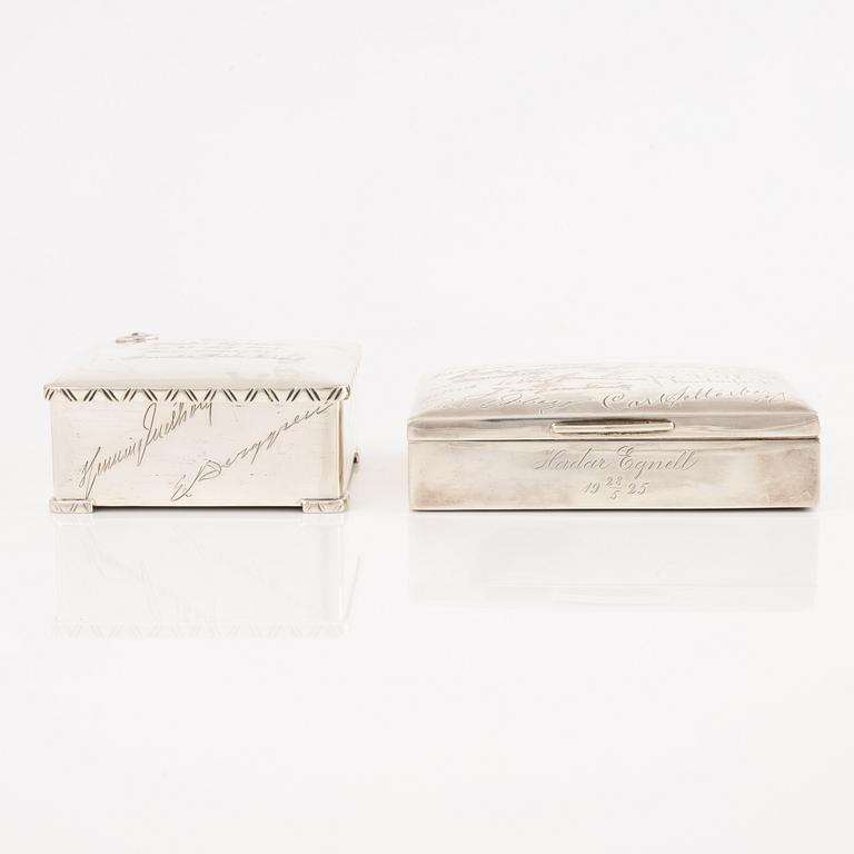 Cigarette cases 2 pcs, silver, CG Hallberg 1925 and 1934.