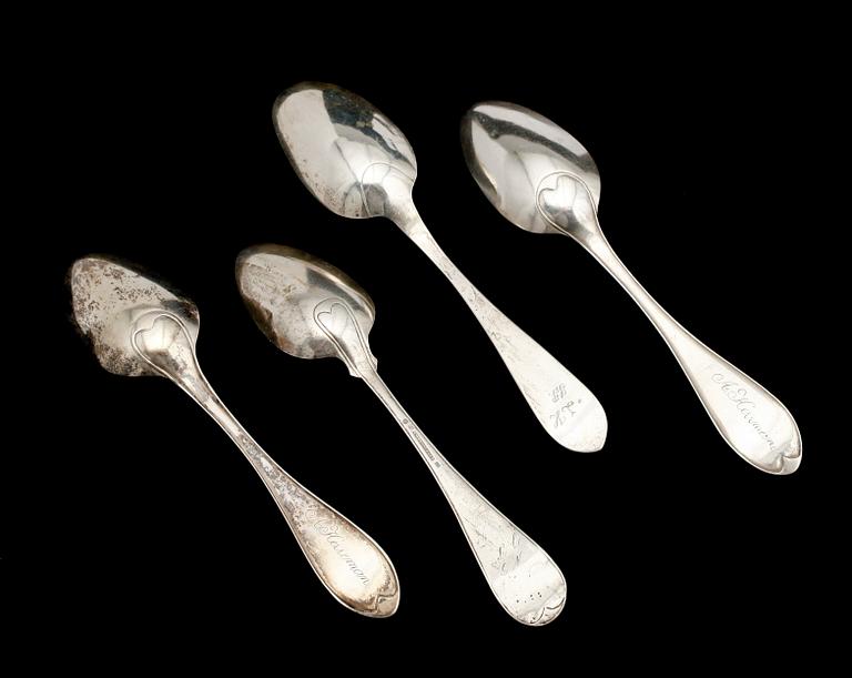 MATSKEDAR, 4 st, olika, silver, svenska stämplar, 1800-tal. Vikt ca 208 g.