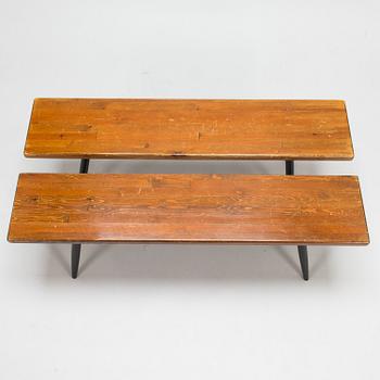 Ilmari Tapiovaara, 1960's 'Pirkka' dining table and benches for Laukaan Puu.