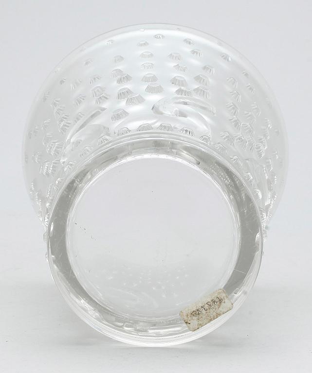 VAS, glas, etsad signatur Lalique France.