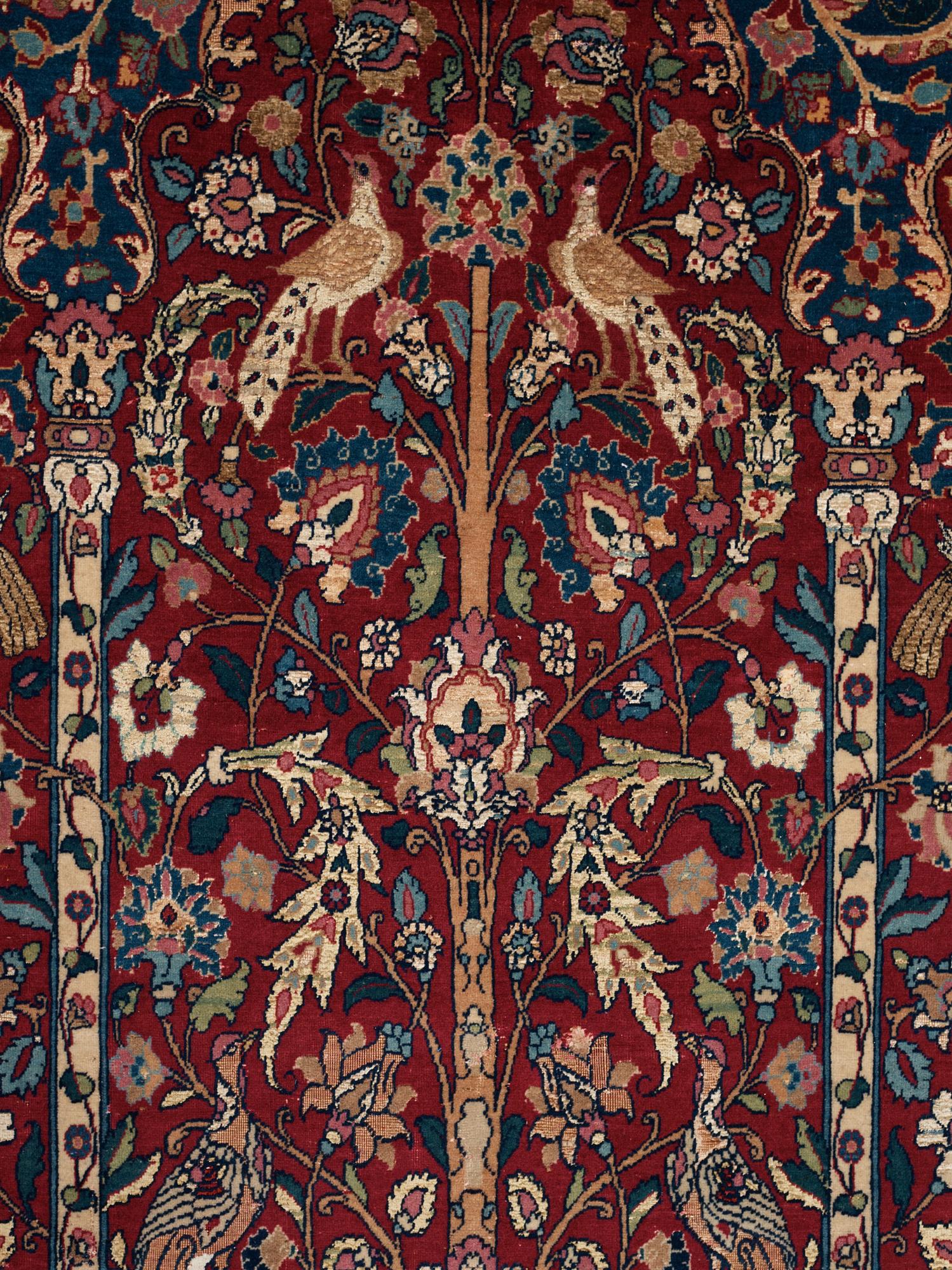 Matto, a semi-antique Esfahan figural part silk, ca 222-227,5 x 128-135,5 cm.