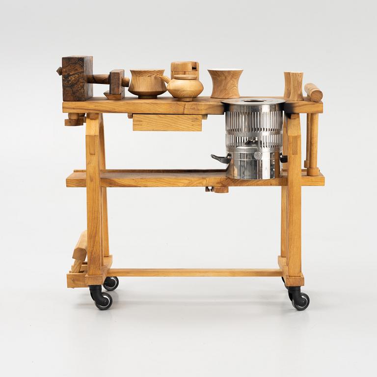 Magnus Ek, a ash wood trolley for preparation of sauce, 'Dave',  Oaxen Krog, 2020.