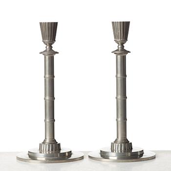 Erik Fleming, a pair of pewter candlesticks, Norrahammar, Sweden 1930.