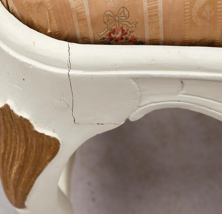 KARMSTOLAR,  2 st, rokoko, 1700-tal.