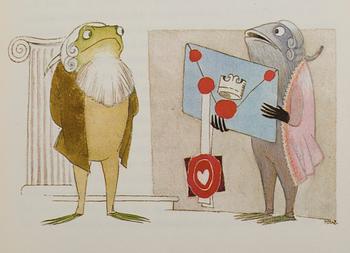 Four books by Tove Jansson and one by L. Carroll illustrated by Tove Jansson. 1945-1966. Signed drawing in one book.