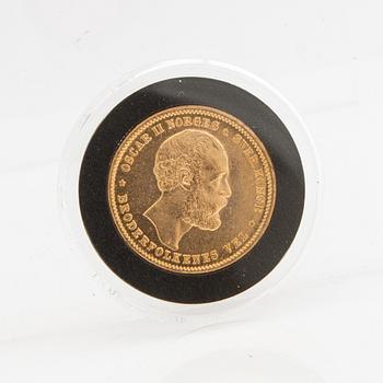Guldmynt Norge, Oscar II 20 kr, 1877.