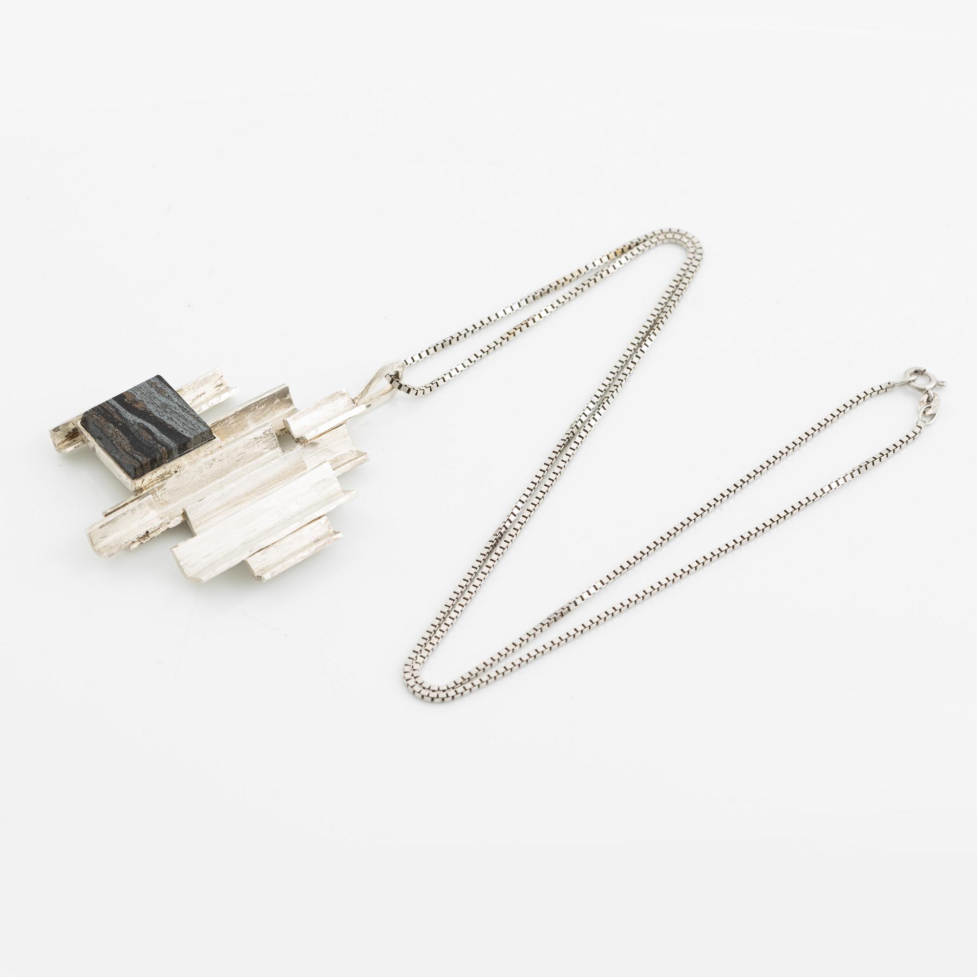 Atelier Borgila, pendant, sterling silver with ore, Stockholm 1979.