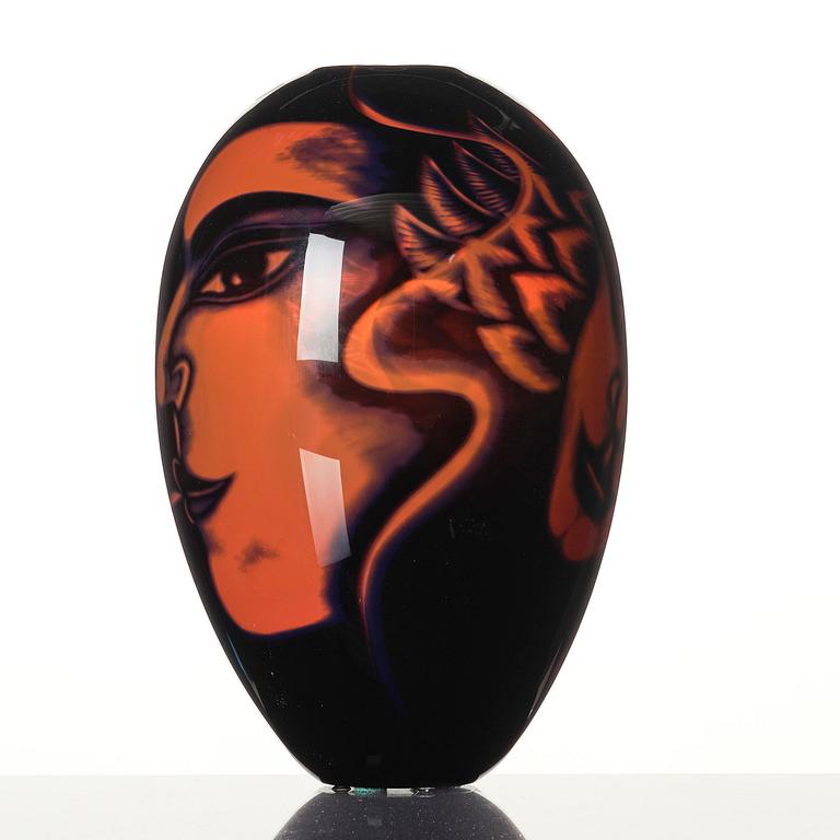 Eva Englund, an "Eldsjäl" graal glass vase, Orrefors 1988, ed 1-50.