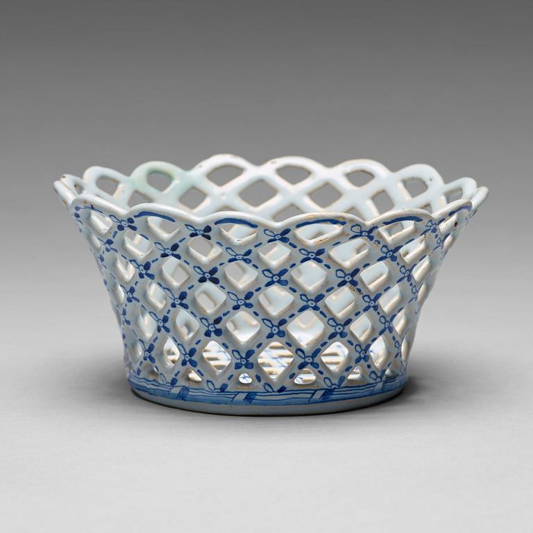 A faience chestnut basket, presumably Marieberg, after 1766.