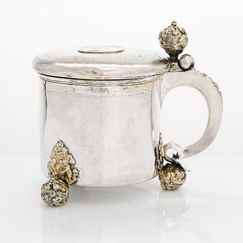 A Swedish baroque parcel-gilt silver tankard, maker's mark of Arvid Falck (master 1667-1691), Stockholm 1693.