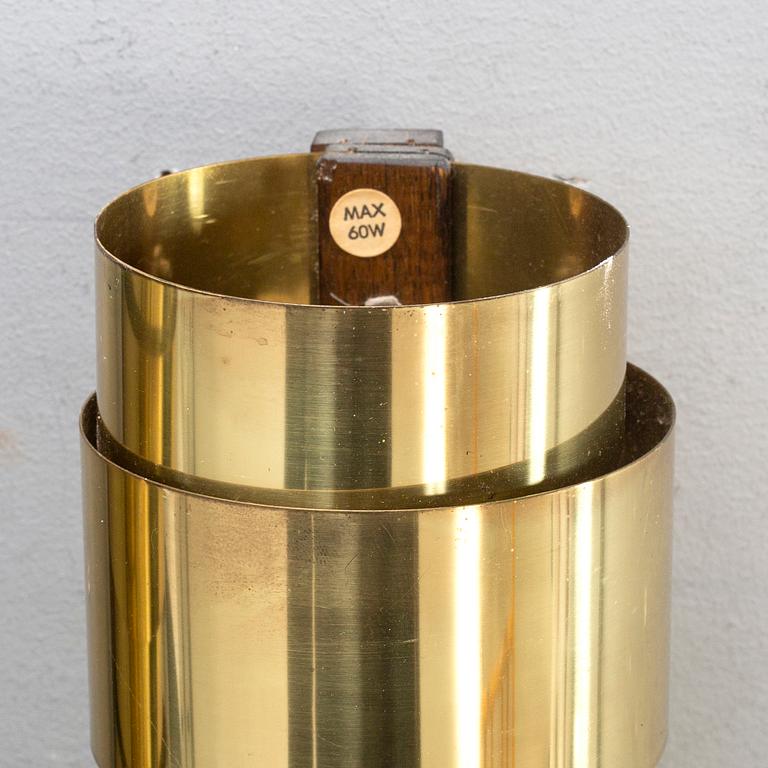 Wall lamps, a pair, brass, wood, probably Hans-Agne Jakobsson.