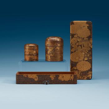 1816. A set of three Japanse lacquer boxe, period of Meiji (1868-1912).