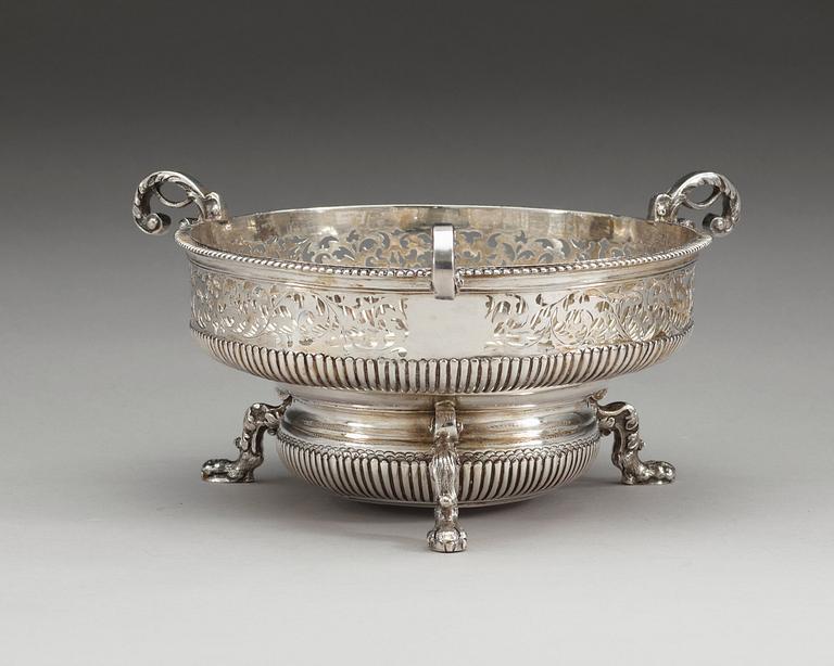 A Swedish early 18th century silver réchaud, marks of Rudolf Wittkopf, Stockholm 1709.