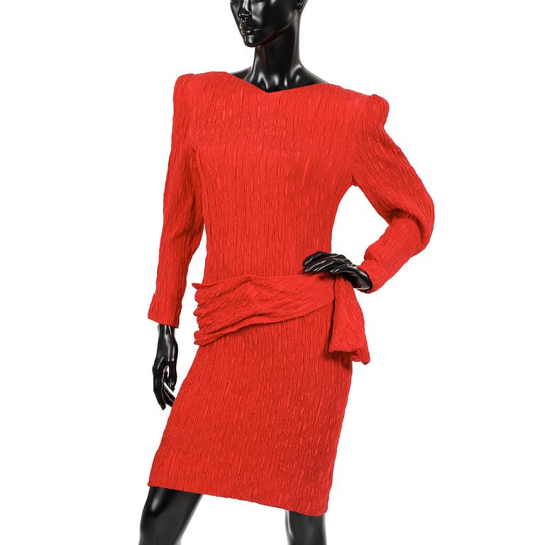 LANVIN, a red silk dress, 1980s.