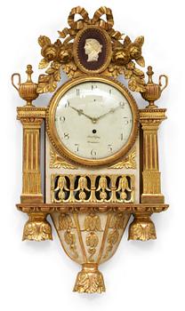 974. A Gustavian wall clock by J. Nyberg.