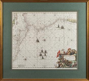 KARTA, kolorerad gravyr, 1700-tal.
