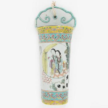 A Chinese famille rose wall vase, 20th century.