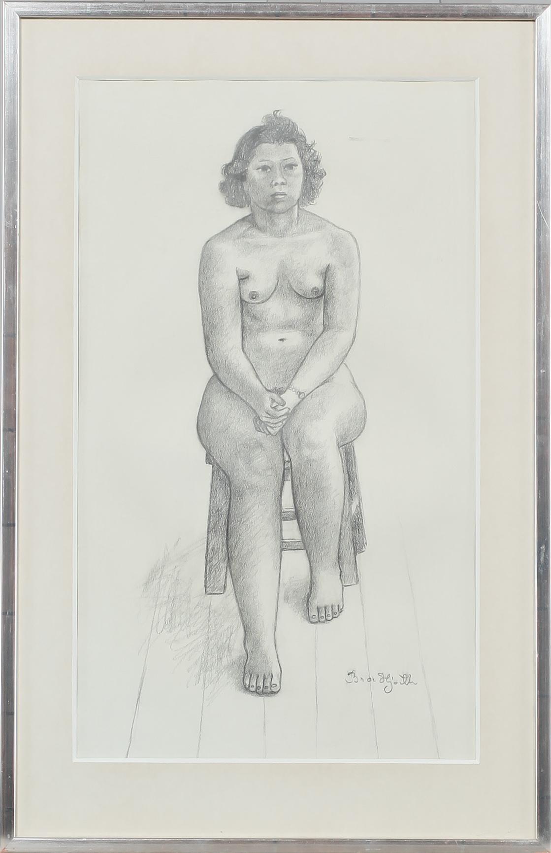 BROR HJORTH, teckning, signerad.