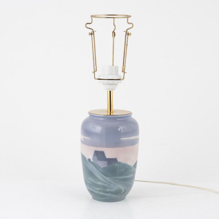 Karl Lindström, vas/bordslampa, porslin, Rörstrand, tidigt 1900-tal.
