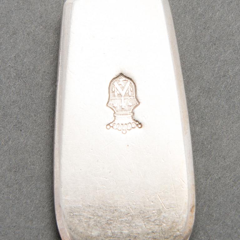 A set of six silver dinner forks, Saint Petersburg 1859-1860, C.J. Tegelsten's widow.