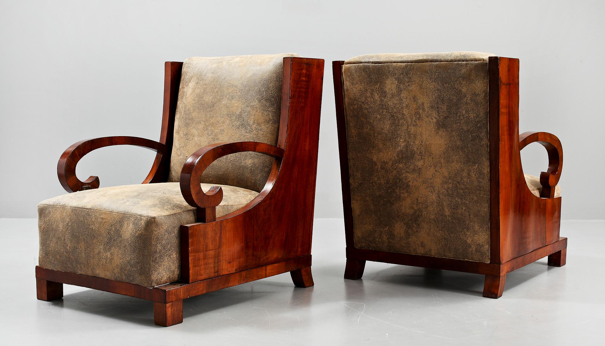 FÅTÖLJER, ett par, art deco-stil, 1900-tal.