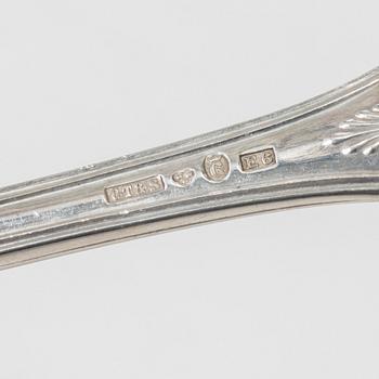 Six Swedish silver dinner spoons, mark of Carl Tengstedt & son, Gothenburg 1883.