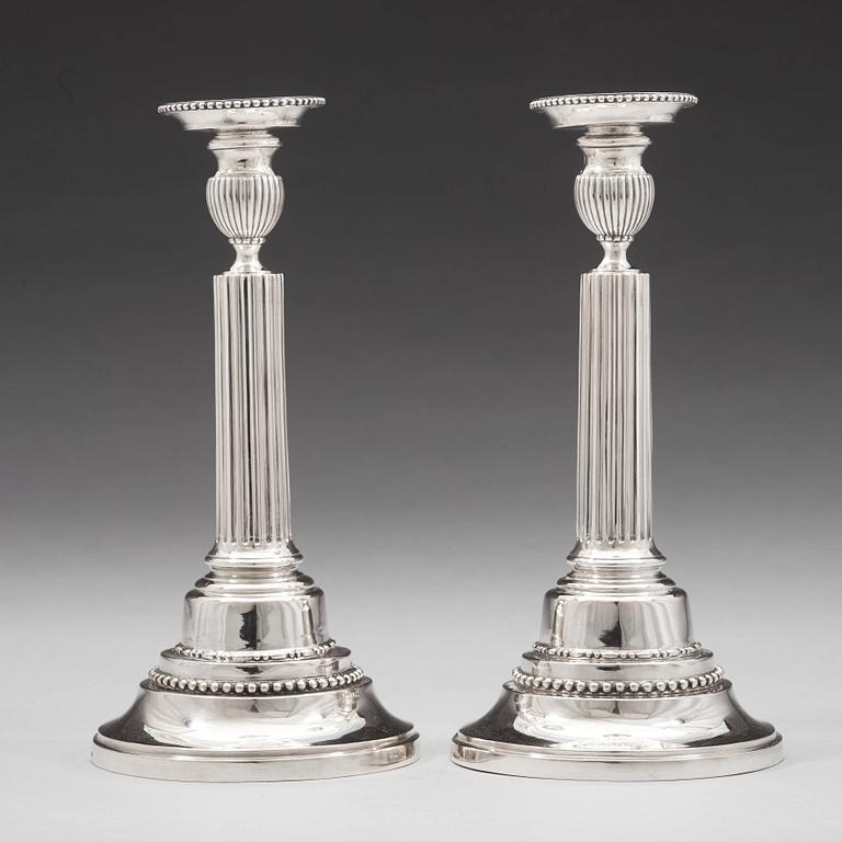 Johan Ekholm, ljusstakar, ett par, silver, Stockholm 1788, gustavianska.