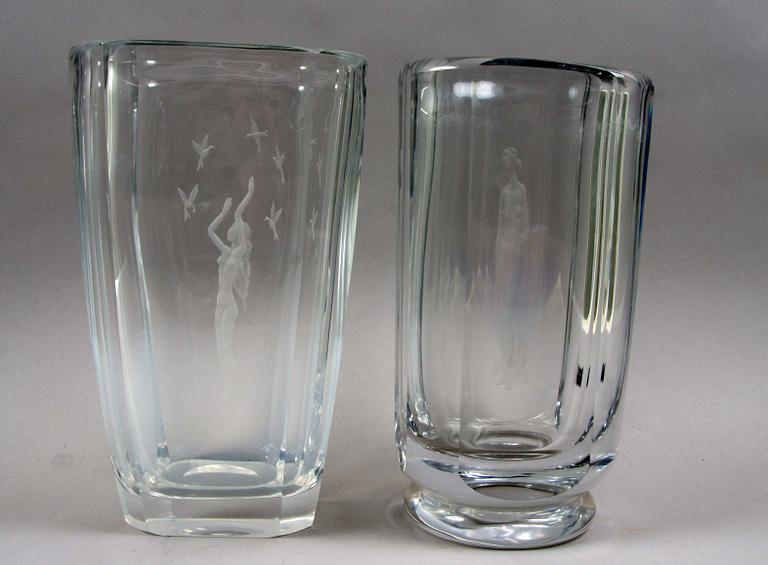 VASER, 2 st. Glas, bl.a Orrefors.