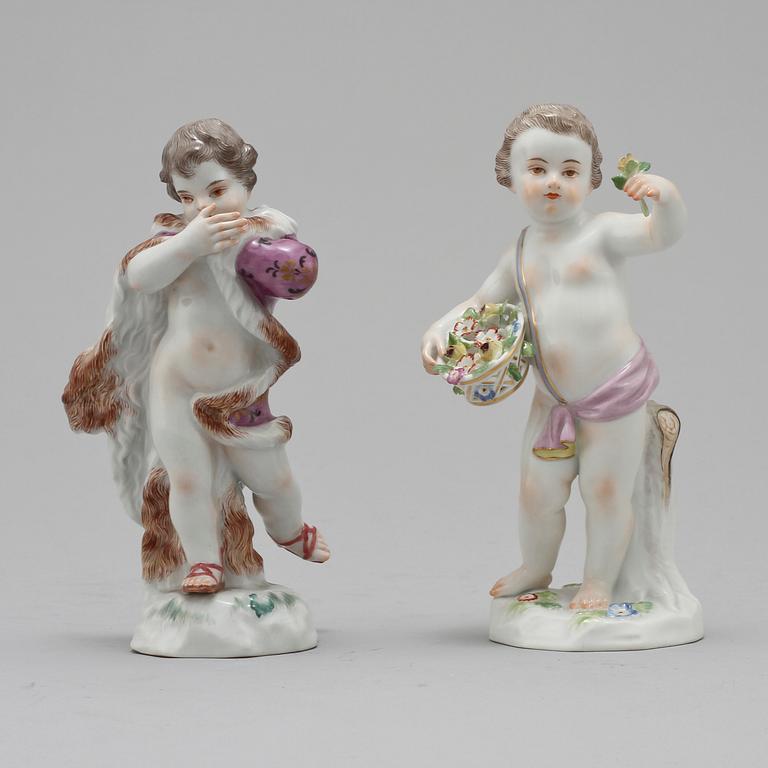 FIGURINER, 2 st, porslin, Meissen, omkring 1900.