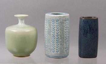 VASER, 3 st, stengods, Per Linneman Schmidt, Palshus samt Höganäs, sign.