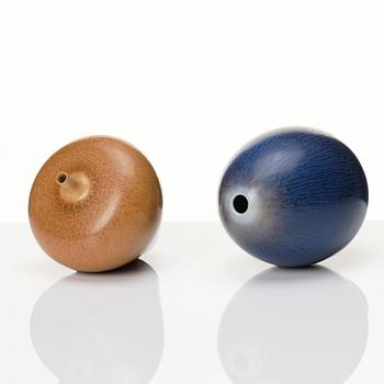 Berndt Friberg, two stoneware vases, Gustavsberg studio, Sweden 1957 and 1967.