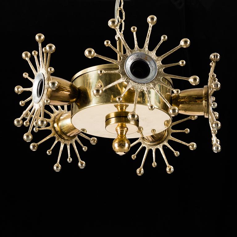 A 1960's/70's brass ceiling lamp.