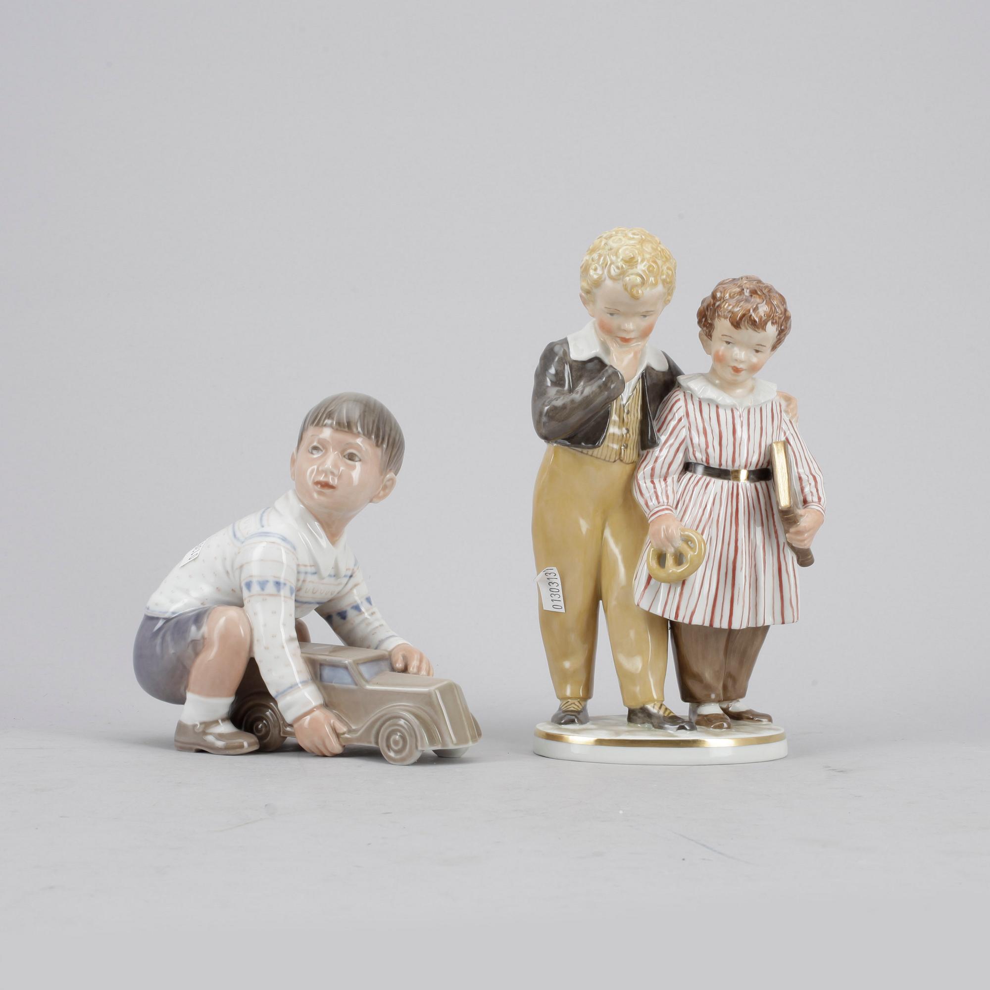 FIGURINER, 2 st, porslin, Royal Copenhagen och Dahl Jensen, Danmark.
