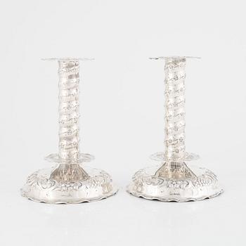 A pair of baroque style silver candlesticks, Tesi, Gothenburg, Sweden, 1947.