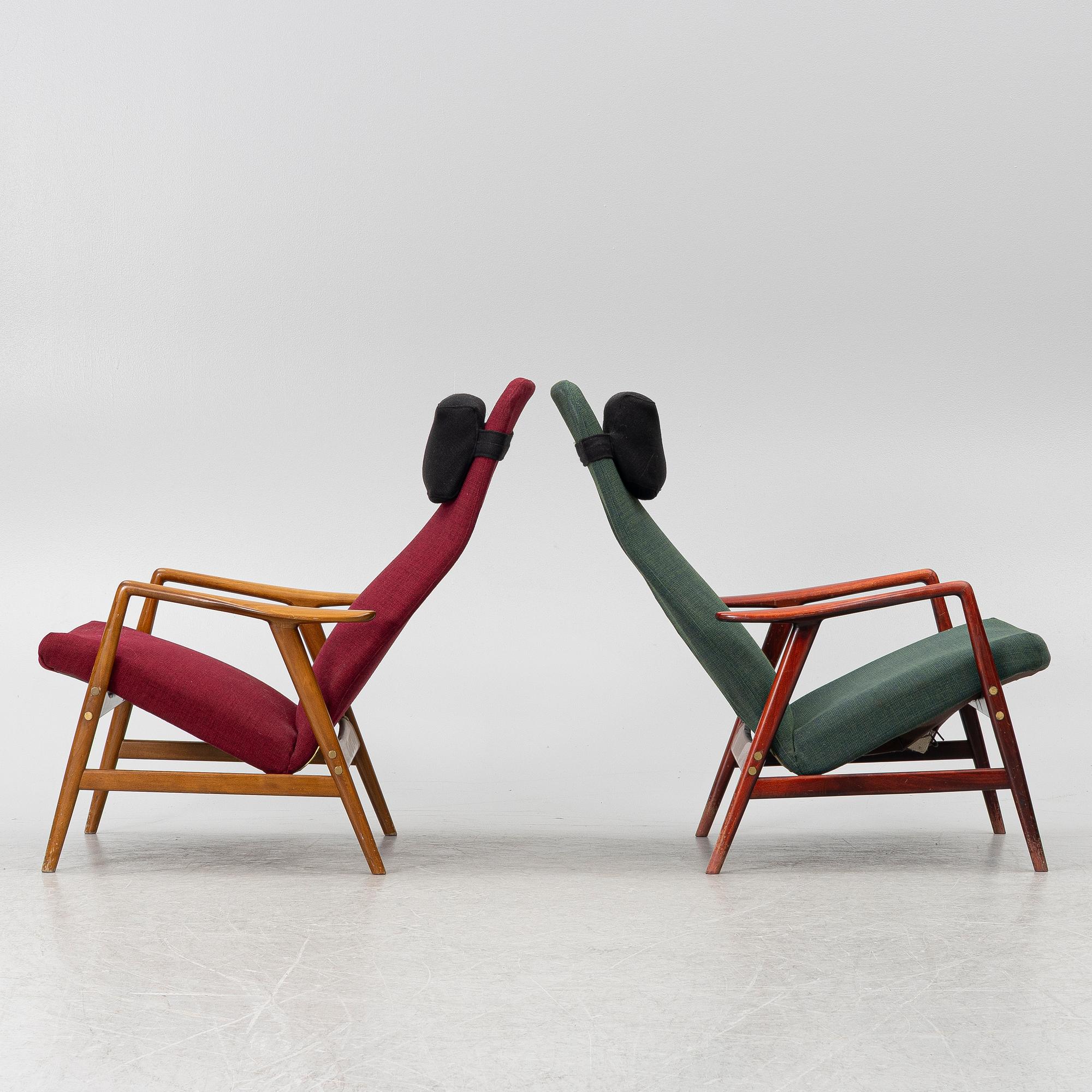 Alf Svensson, Armchairs, 2 pcs, "Contour", Ljungs Industrier, second half of the 20th century.