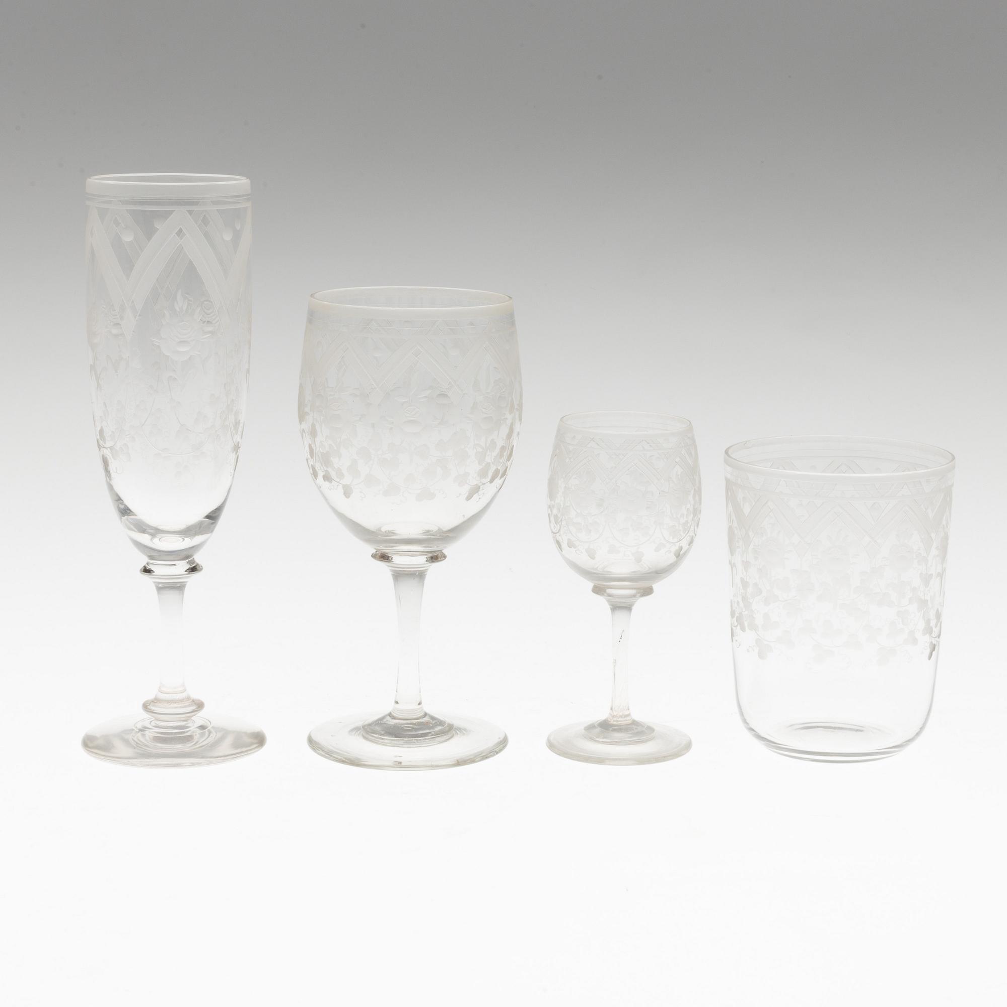 A late 19th century 53 piece glass service.