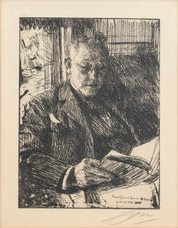 Anders Zorn, etsning, 1904, signerad.