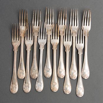 HAARUKOITA, 24+12 kpl, hopeaa, ruotsalaiset leimat, pääosin 1800-luku ja 1930.