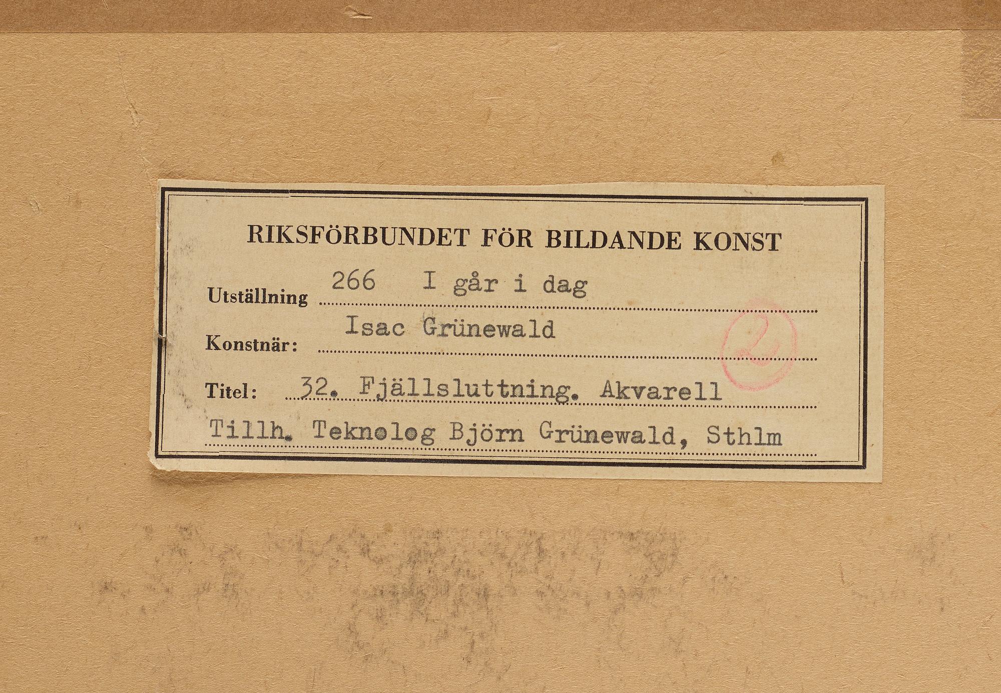 ISAAC GRÜNEWALD, watercolor, signed.
