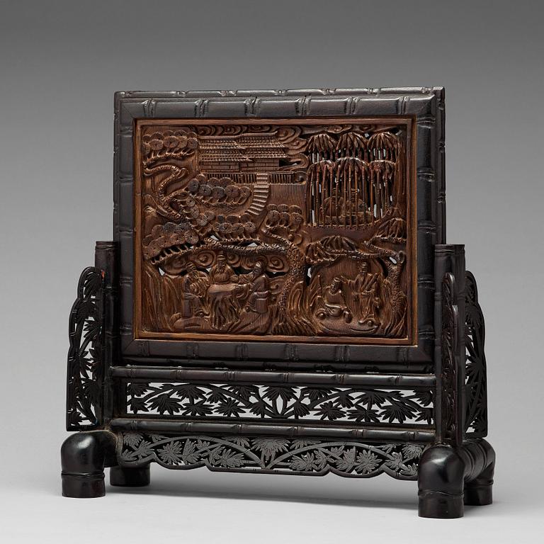 A Chinese bamboo panel, circa 1900.