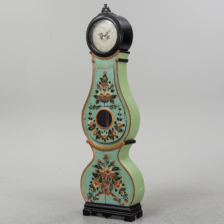 A 19th century painted grandfather clock.