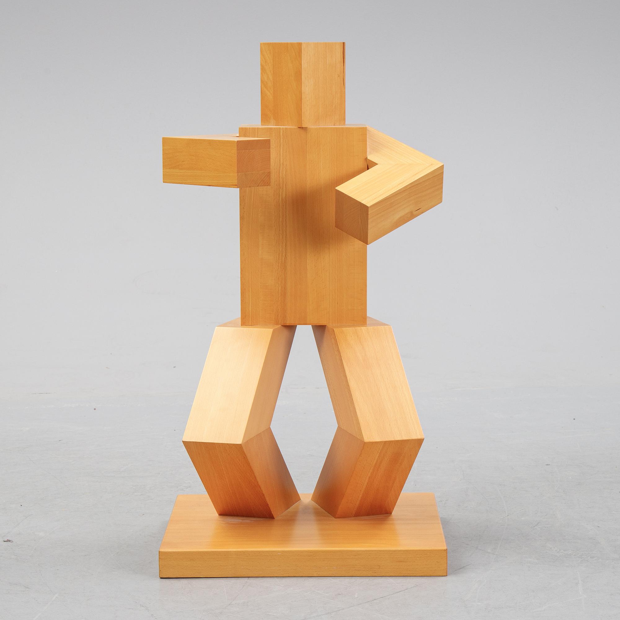 John-Erik Göransson, sculpture in wood, signed with monogram and dated JEG -95 underneath.