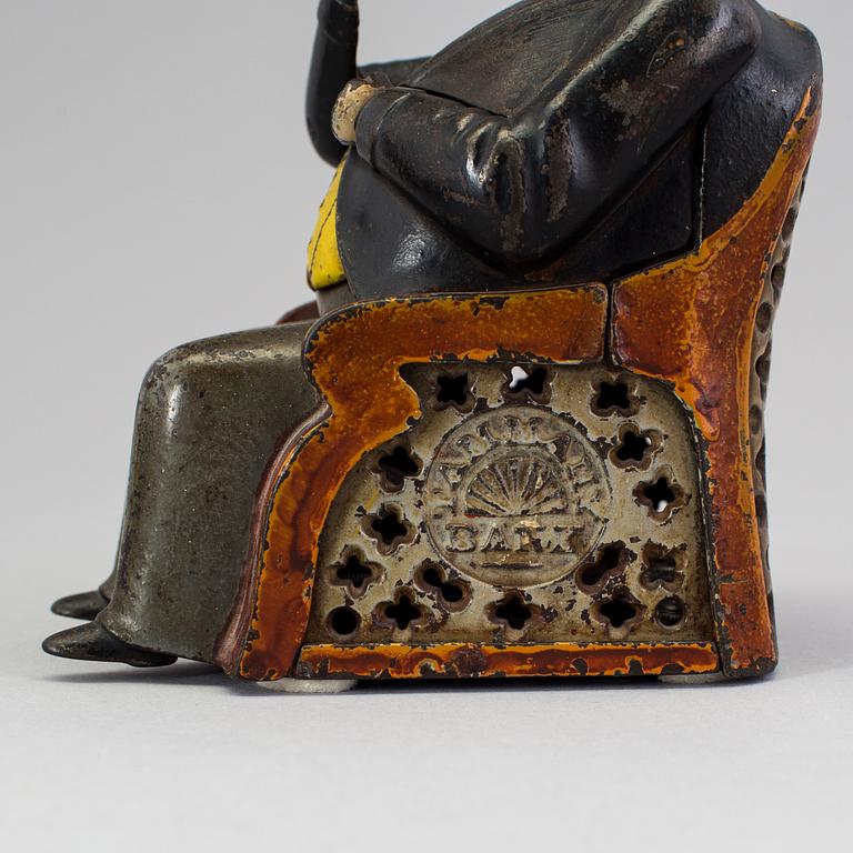 A Moneybox, cast iron, late 19th century.