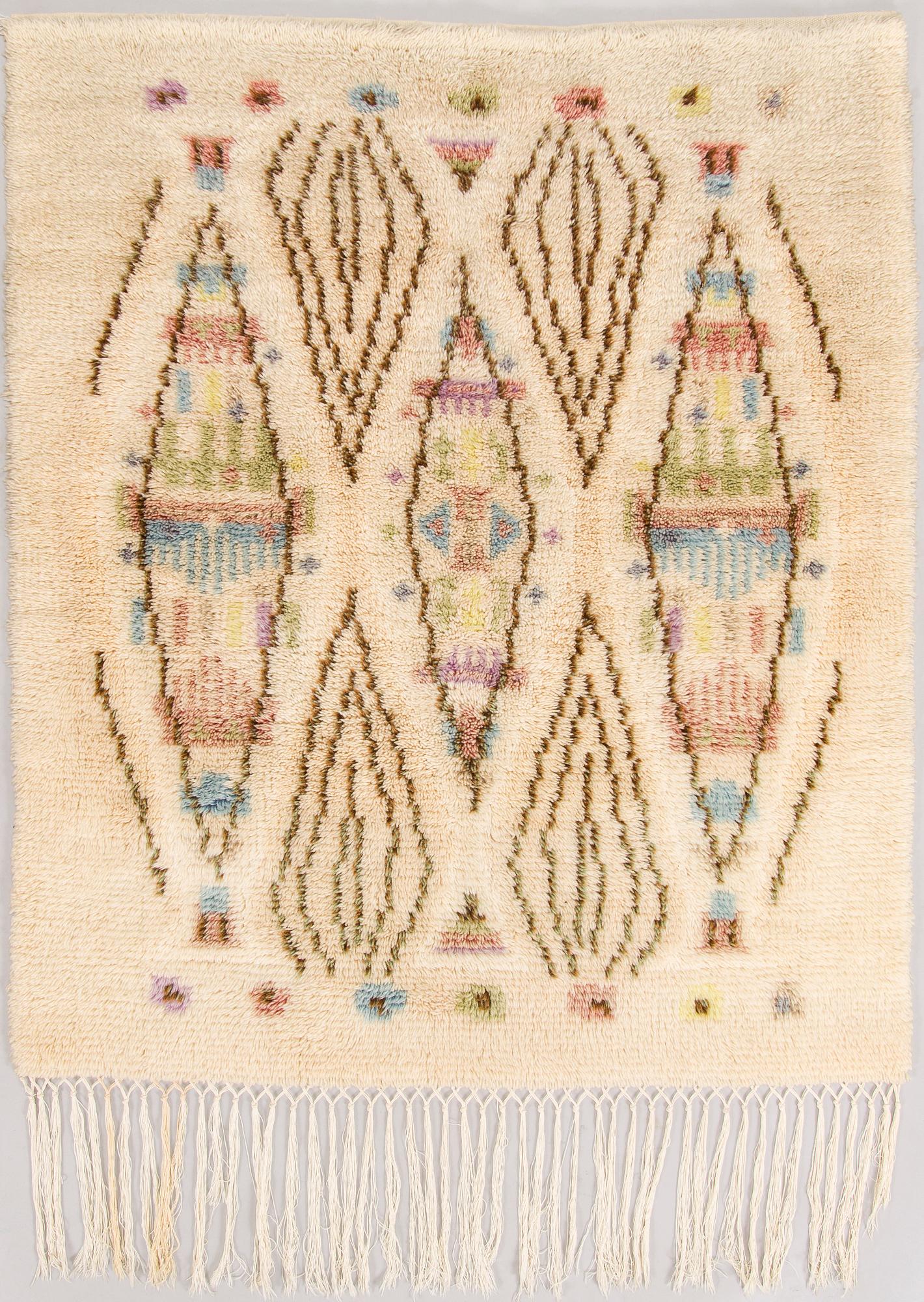 Laura Korpikaivo-Tamminen, rya, modell för Taidekutomo Laura Korpikaivo-Tamminen. Ca 125 x 105 cm.